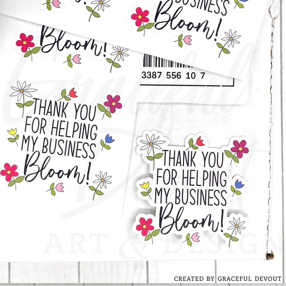 🌷Thank you for helping my business bloom!-2" (inches) (48ct.) Stickers - Picture 4 of 7